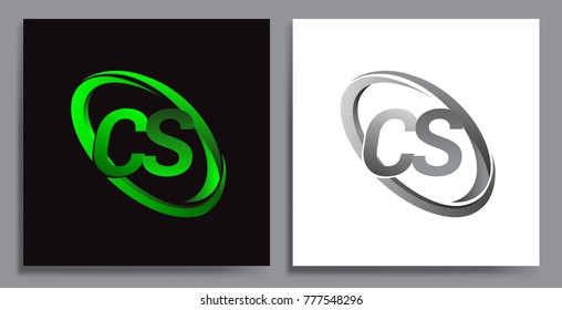 letter CS logotype design for company name colored Green swoosh and grey. vector set logo design for business and company identity.
