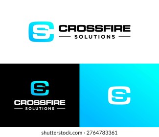 Letter CS monogram Crossfire Solutions Logo Design with Gradient Square Icon