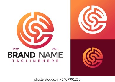 Letra Cs o Sc Lines Diseño de logotipo estilizado Icono de símbolo vectorial