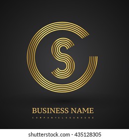 Letter CS or SC linked logo design circle S shape. Elegant golden colored, symbol for your business name or company identity.