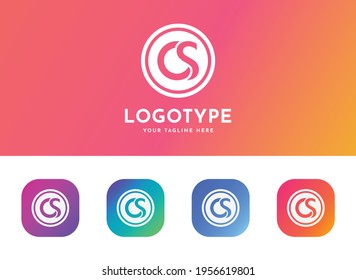 Letter CS, SC, OS, C and S logo set with gradient design, the concept of modern technology. Application icon design for iOS and Android.