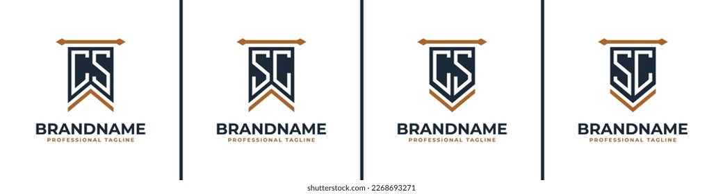 Letter CS and SC Pennant Flag Logo Set, Represent Victory. Suitable for any business with CS or SC initials.