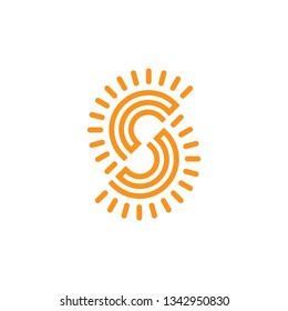 letter cs sun geometric line logo vector