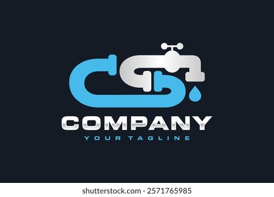 letter CS water tap logo