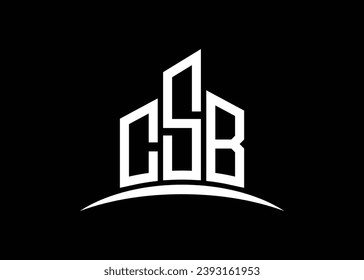 Letter CSB building vector monogram logo design template. Building Shape CSB logo.