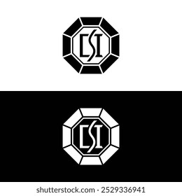 Letter CSI Monogram Logo Design in Octagon Shape