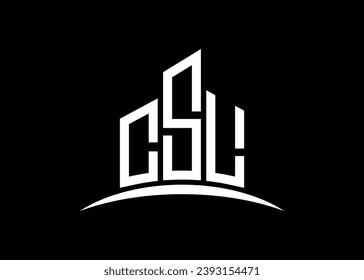Letter CSL building vector monogram logo design template. Building Shape CSL logo.