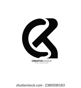 Letter Ct or Ck modern unique shapes alphabet monogram abstract logo