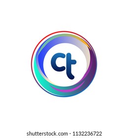 Letter Ct Logo Colorful Circle Letter Stock Vector (Royalty Free ...