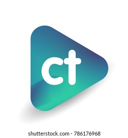 Letter CT logo in triangle shape and colorful background, letter combination logo design for business and company identity.
