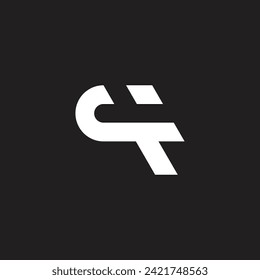 letter ct simple geometric motion logo vector 