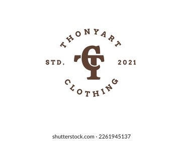 Letter CT TC logo vintage style design concept. Initial symbol for brand corporate business identity. Alphabet vector elements