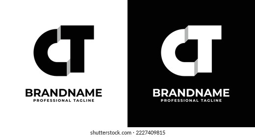 Logotipo de monograma de carta CT o TC, adecuado para cualquier negocio con iniciales TC o CT.