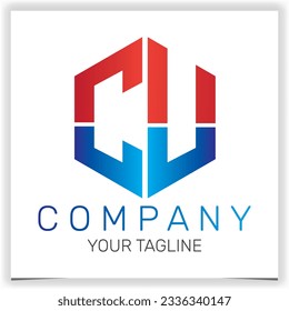 letter CU initial hexagon logo icon premium elegant template vector eps 10