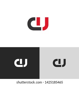 Letter cu linked lowercase logo design template elements. Isolated on white black grey background. Suitable for business, consulting group company.