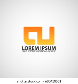 Letter CU logo linked design, vector icon connected in orange color.