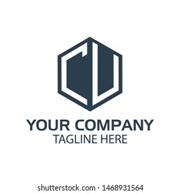  Letter CU stock logo, CU initial., flat design. CU monogram