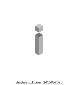 Letra i cubo, símbolo geométrico 3d vector logotipo simple