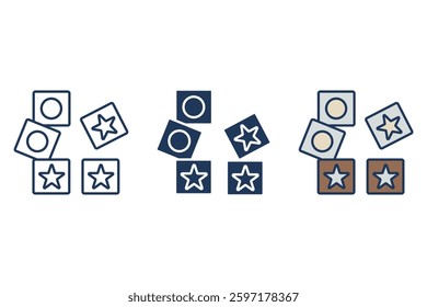 letter cube icons isolated on White Background. Flat style design