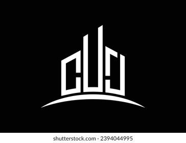 Letter CUJ building vector monogram logo design template. Building Shape CUJ logo.