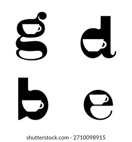 Letter with cup of coffee. vector concept design 