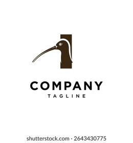Letter I Curlew bird Logo Icon Vector