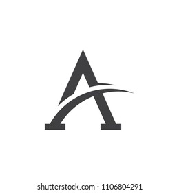 letter A curves path design logo