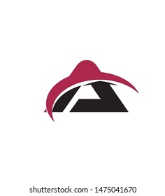 letter a is cut in a half circle in black and red