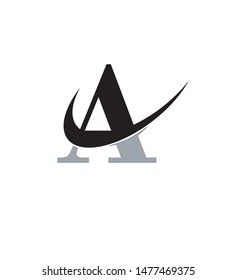 letter a is cut in a half circle in black and gray
