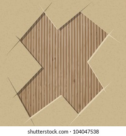 Letter cut out on a cardboard. Vector paper alphabet