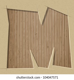 Letter cut out on a cardboard. Vector paper alphabet