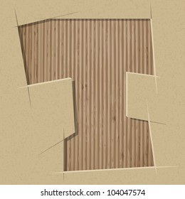 Letter cut out on a cardboard. Vector paper alphabet