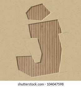 Letter cut out on a cardboard. Vector paper alphabet
