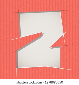 Letter cut out on a cardboard. Vector paper alphabet