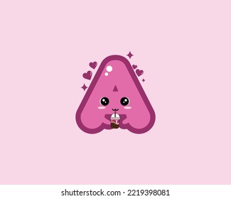 Letter A cute drink bubble tea