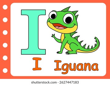 letter I for cute iguana. kids education game 