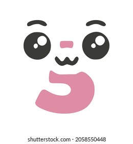Letter A cute kawaii character, funny emoticon vector clip art.