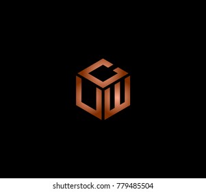 Letter CUW logo. three letter icon. hexagon logo