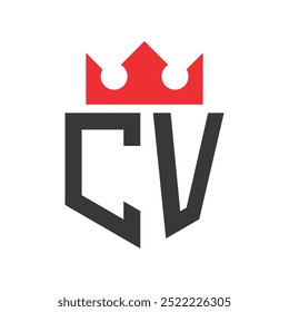 Letra CV Crown Logo. Crown on Letter CV Logo Design Template