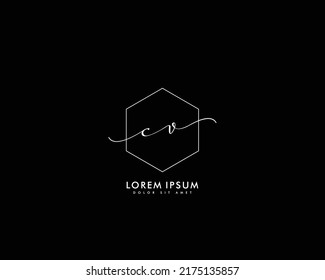 Letter CV Initial handwriting logo with signature and hand drawn style.
