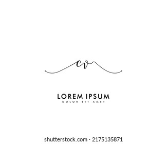 Letter CV Initial handwriting logo with signature and hand drawn style.