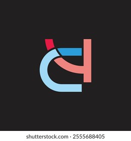 letter cv linked colorful lines geometric logo vector 