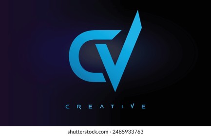 Letra CV logo diseño creativo personalizado limpio dos alfabeto logo
