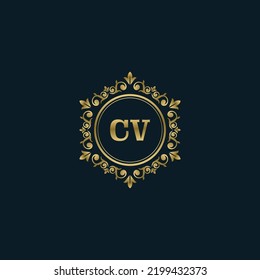 Letter CV logo with Luxury Gold template. Elegance logo vector template.