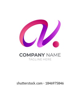Letter CV monogram logo with minimalist linear ribbon 3d concept