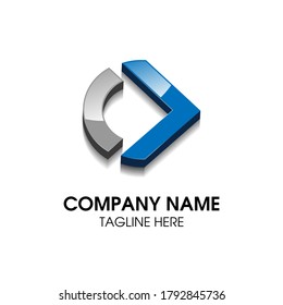 Letter CV simple 3d logo