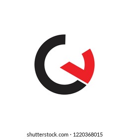 letter cv simple geometric circle logo 