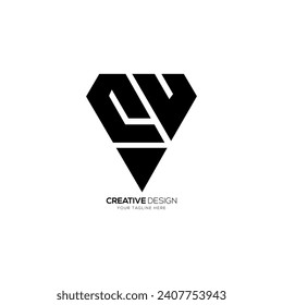 Letter Cv or Vc with diamond shape modern jewelry business monogram logo design