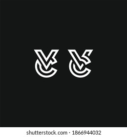 letter CV or VC line art 2 lines logo template. letter vc linked round lowercase monogram logo.