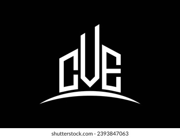 Letter CVE building vector monogram logo design template. Building Shape CVE logo.